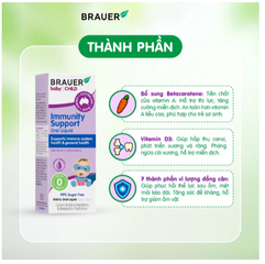 Siro bổ sung Betacarotene và Vitamin D3 giúp tăng đề kháng cho bé Brauer Baby & Child Immunity Support 100ml