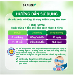 Siro bổ sung Betacarotene và Vitamin D3 giúp tăng đề kháng cho bé Brauer Baby & Child Immunity Support 100ml