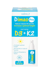 Chai xịt giúp tăng cường hấp thu canxi Dimao Pro Oral Spray D3 + K2 Valens (25ml)