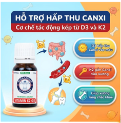 Dung dịch uống hỗ trợ tăng cường hấp thu Calcium Bioamicus Vitamin K2 & D3 (10ml)