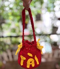 Túi len đựng tiền lì xì hoặc treo trang trí ngày lễ Tết, thêu chữ TÀI LỘC, đồ thủ công handmade
