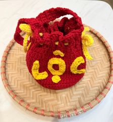 Túi len đựng tiền lì xì hoặc treo trang trí ngày lễ Tết, thêu chữ TÀI LỘC, đồ thủ công handmade