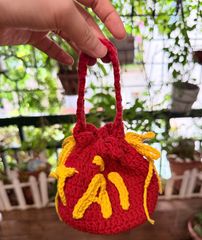 Túi len đựng tiền lì xì hoặc treo trang trí ngày lễ Tết, thêu chữ TÀI LỘC, đồ thủ công handmade