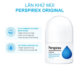 Lăn khử mùi Perspirex Original 20ml - Giải pháp ngăn mùi hôi hiệu quả cho nam nữ, phù hợp với mọi loại da