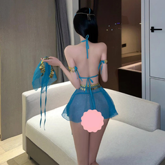 Đồ Cosplay Cổ Trang Trung Hoa Hanfu Xanh Gợi Cảm Thanh Lịch Trang Phục Vũ Công Dancer Quyến Rũ Cổ Điển - N797