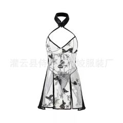Sườn Xám Xuyên Thấu Họa Tiết Hoa Hồng Gợi Cảm Cosplay Cổ Trang Trung Hoa Xẻ Tà Tặng Chip Sexy Quyến Rũ - N381 Đen