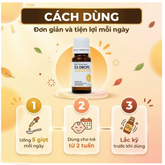 Dung dịch hỗ trợ phát triển xương, răng cho trẻ D3 Drops DAO Nordic Health (10ml)