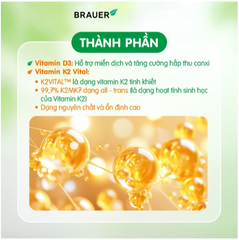 Siro giúp xương răng chắc khỏe, bổ sung vitamin D3 + K2 Brauer Baby & Kids D3 + K2 High Potency MK-7 Drops (10ml)