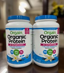 Bột Protein Hữu Cơ Orgain Organic Protein 1.2kg  Vị VANI- 21g Protein Thực Vật, 50 Superfoods, Hỗ Trợ Tiêu Hóa Tự Nhiên
