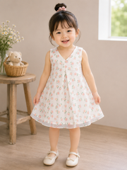 Hàng QC- Váy ba lỗ thô mềm hoa xinh xắn dễ thương mát mẻ thoáng khí mùa hè cho bé gái