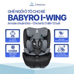 Ghế ngồi ô tô cho bé Babyro i-Wing, cho bé 3-12 tuổi, lắp đặt isofix, tiêu chuẩn R129