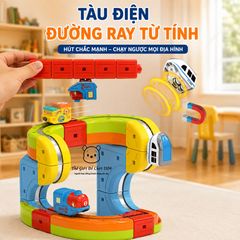 Đồ chơi lắp ráp tàu điên từ tính 113 chi tiết pin sạc nâng cao nhận thức khoa học kỹ thuật cho trẻ nhỏ