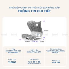 [BẢN VIP PRO] Ghế Công Thái Học Điều Chỉnh Tư Thế Ngồi Isuni Chống Gù Lưng Cho Bà Bầu, Dân Văn Phòng