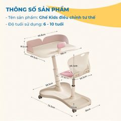 Bộ Bàn Ghế Ngồi Học Cho Trẻ Em Chống Gù ISUNI - Điều Chỉnh Độ Cao, Khung Thép Chắc Chắn, Bánh Xe Tự Khóa An Toàn 772385