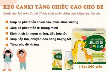 Kẹo Canxi Hươu Cao Cổ Hàn Quốc Hộp 2 Lọ 240 Viên, Tăng Chiều Cao Cho Bé, Phát Triển Trí Thông Minh, Giúp Bé Ăn Ngon Mệng