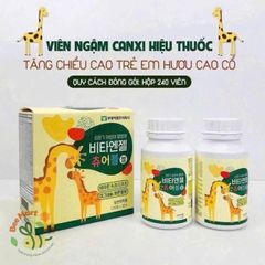 Kẹo Canxi Hươu Cao Cổ Hàn Quốc Hộp 2 Lọ 240 Viên, Tăng Chiều Cao Cho Bé, Phát Triển Trí Thông Minh, Giúp Bé Ăn Ngon Mệng