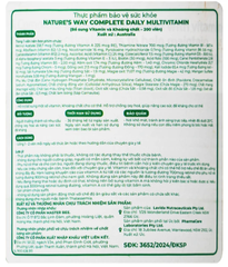 Viên uống bổ sung Vitamin và khoáng chất, giúp tăng đề kháng Nature's Way Complete Daily Multivitamin(Hộp 200 viên)