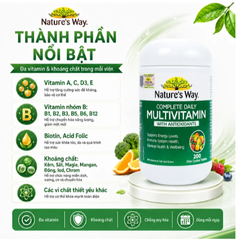 Viên uống bổ sung Vitamin và khoáng chất, giúp tăng đề kháng Nature's Way Complete Daily Multivitamin(Hộp 200 viên)
