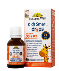 Siro hỗ trợ hấp thu canxi, giúp xương, răng chắc khỏe Nature's Way Kids Smart Drops Vitamin D3+K2 (Hộp 11ml)