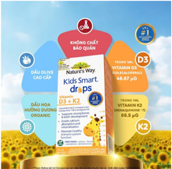 Siro hỗ trợ hấp thu canxi, giúp xương, răng chắc khỏe Nature's Way Kids Smart Drops Vitamin D3+K2 (Hộp 11ml)