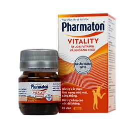Viên uống bổ sung năng lượng Pharmaton Vitality Sanofi hỗ trợ cải thiện tình trạng mệt mỏi, căng thẳng, nâng cao sức đề kháng (30 viên)