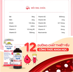 Siro hỗ trợ tăng sức đề kháng Kids Smart Liquid Multi + Iron Nature's Way (200ml)