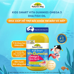 Viên nhai hỗ trợ bổ não Kids Smart Vita Gummies Omega-3 DHA Fish Oil Nature's Way (60 viên)