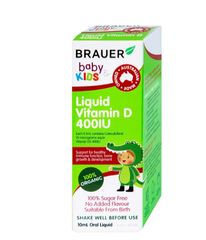 Siro bổ sung vitamin D3 tăng cường hấp thụ canxi Brauer Baby & Kids Liquid Vitamin D 400IU (10ml)