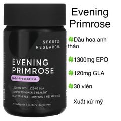 [MỸ] Viên Evening Primrose 1300mg EPO /120mg GLA ( Dầu hoa anh thảo ) 30 viên Sports Research®