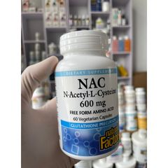 [MỸ] Viên N-Acetyl-L- Cysteine (NAC) 600mg Natural factors 60 viên chống oxy hoá tăng cường bộ não tạo ra Glutathione