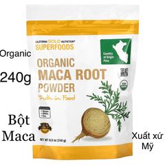 [MỸ] Bột Organic Maca Root California Gold Nutrition® SUPERFOODS 240g cải thiện da, tâm trạng,khả năng tập trung trí nhớ