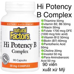 [MỸ]Viên Hi Potency B Complex Natural Factors niacin vitamin B2 B6 B12 biotin Thiamine Pantothenic Acid Inositol Choline