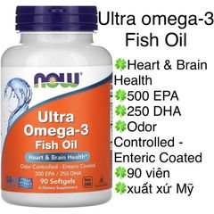[MỸ] Viên Ultra Omega-3 Fish Oil Now 90 viên 500 EPA , 250  DHA