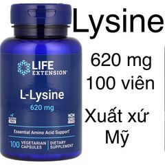[MỸ] Viên L- Lysine 620 mg 100 viên Life Extension