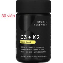 [MỸ] viên vitamin D3+K2 plant based 30 viên sports research