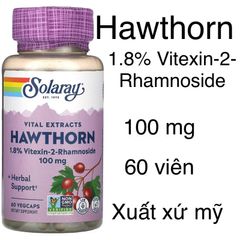 [MỸ] Viên Vital Extracts Hawthorn 100mg 60 vegcaps Solaray bổ sung vitamin cho cơ thể ( 2 tháng )