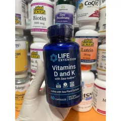 [MỸ] viên vitamin D & K with  Sea-Iodine ( i-ốt) 60 viên Life Extension bổ sung vitamin khoáng chất cơ thể