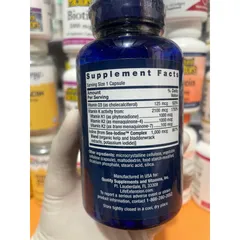 [MỸ] viên vitamin D & K with  Sea-Iodine ( i-ốt) 60 viên Life Extension bổ sung vitamin khoáng chất cơ thể