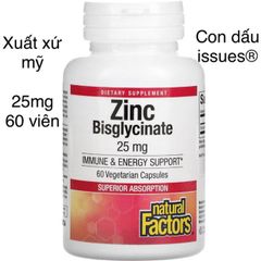 [Mỹ] Viên Zinc Bisglycinate 25mg Natural Factors