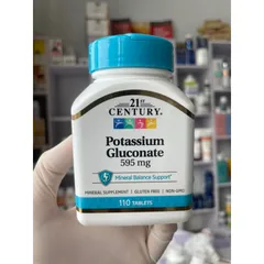 [MỸ] Viên Potassium Gluconate 595 mg 110 viên 21st century giúp bổ sung khoáng chất cho cơ thể (99mg kali )