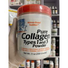 [MỸ] Bột Pure Collagen thuỷ phân types 1 & 3 200g Doctor’s Best Hỗ trợ cấu trúc thiết yếu cho tóc, da, móng, gân, xương.