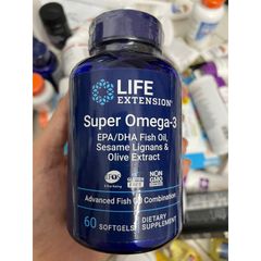 [MỸ] Viên Super Omega-3 EPA/DHA Fish Oil, Sesame Lignans & Olive Extract Life Extension 60 viên