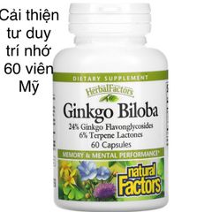 [MỸ] Viên Ginkgo Biloba Cải thiện tư duy và trí nhớ Natural Factors 60 viên