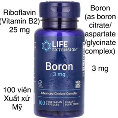 [MỸ] viên Boron 3mg Life Extension 100 viên vitamin B2 bổ sung vitamin khoáng chất cho cơ thể.