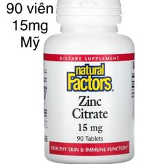 [MỸ] viên Zinc citrate 15mg, 90 viên ; zinc chelate 25mg, 90 viên. natural factors