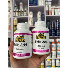 [MỸ] Viên Folic acid (vitamin B9) 1000 mcg 90 viên Natural Factors