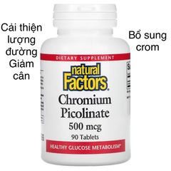 [MỸ] bổ sung Chromium Picolinate 500mcg 90viên Natural Factors giảm cơn đói & thèm ăn