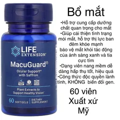 [MỸ] Viên uống bổ mắt Life Extension MacuGuard Ocular Support with Saffron 60 viên (2 tháng )