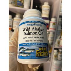[MỸ] viên Omega-3 EPA & DHA 150 mg Wild alaskan salmon oil chiết xuất cá hồi hoang dã 90 viên 1000mg Natural factors