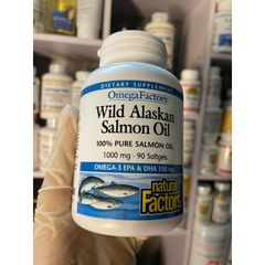 [MỸ] viên Omega-3 EPA & DHA 150 mg Wild alaskan salmon oil chiết xuất cá hồi hoang dã 90 viên 1000mg Natural factors